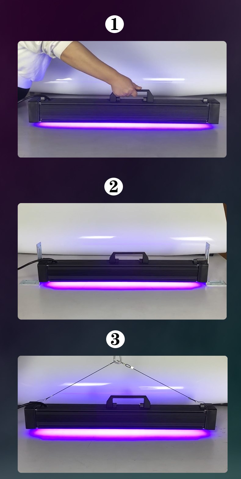 Ультрафиолетовая неоновая лампа (светильник) для дискотек и клубов, от которой светится все белое (белая одежда